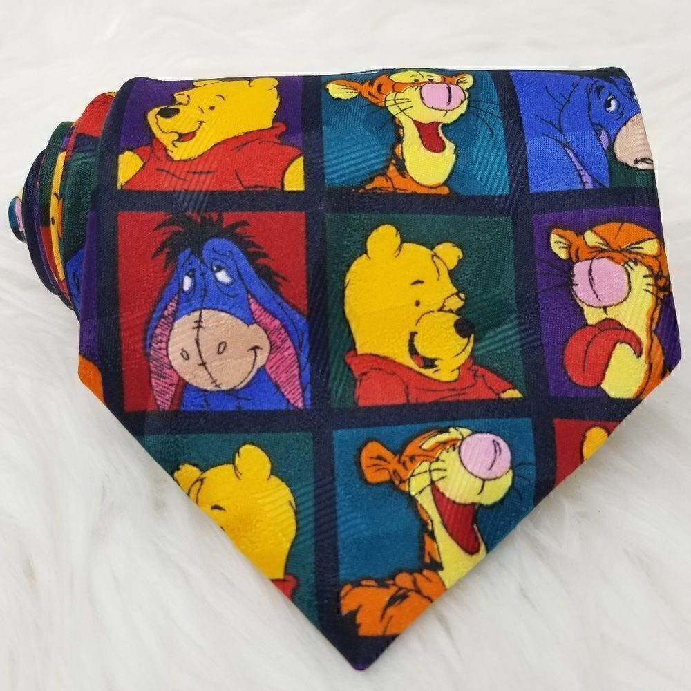 Disney Pooh Tigger Eeyore Window Design Silk Tie